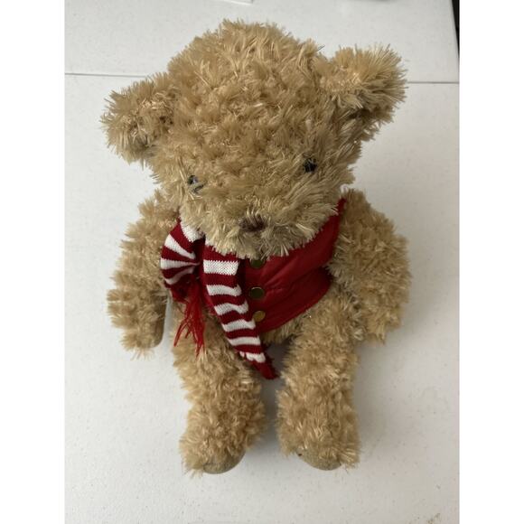 FAO Schwarz 2018 12" Plush Anniversary Teddy Bear Red Vest Scarf Christmas - Picture 2 of 7
